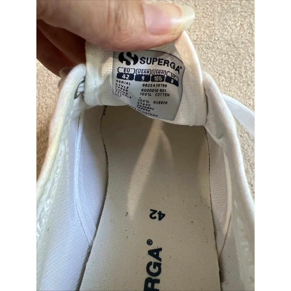 Superga 2750 Cotu Classic White Canvas Sneakers Men's 9 Women's 10.5 EU 42
